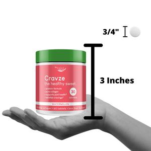 Cravze Collagen Size of Container and Tablet